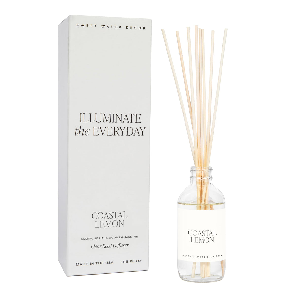 Sweet Water Decor Non-Toxic Cashmere and Vanilla Reed Diffuser Set, Cashmere, Sandalwood, Milky Coconut, Bourbon Vanilla Scented Diffuser for Home, Light Fragrance, Made in the USA, 3.5 FL OZ