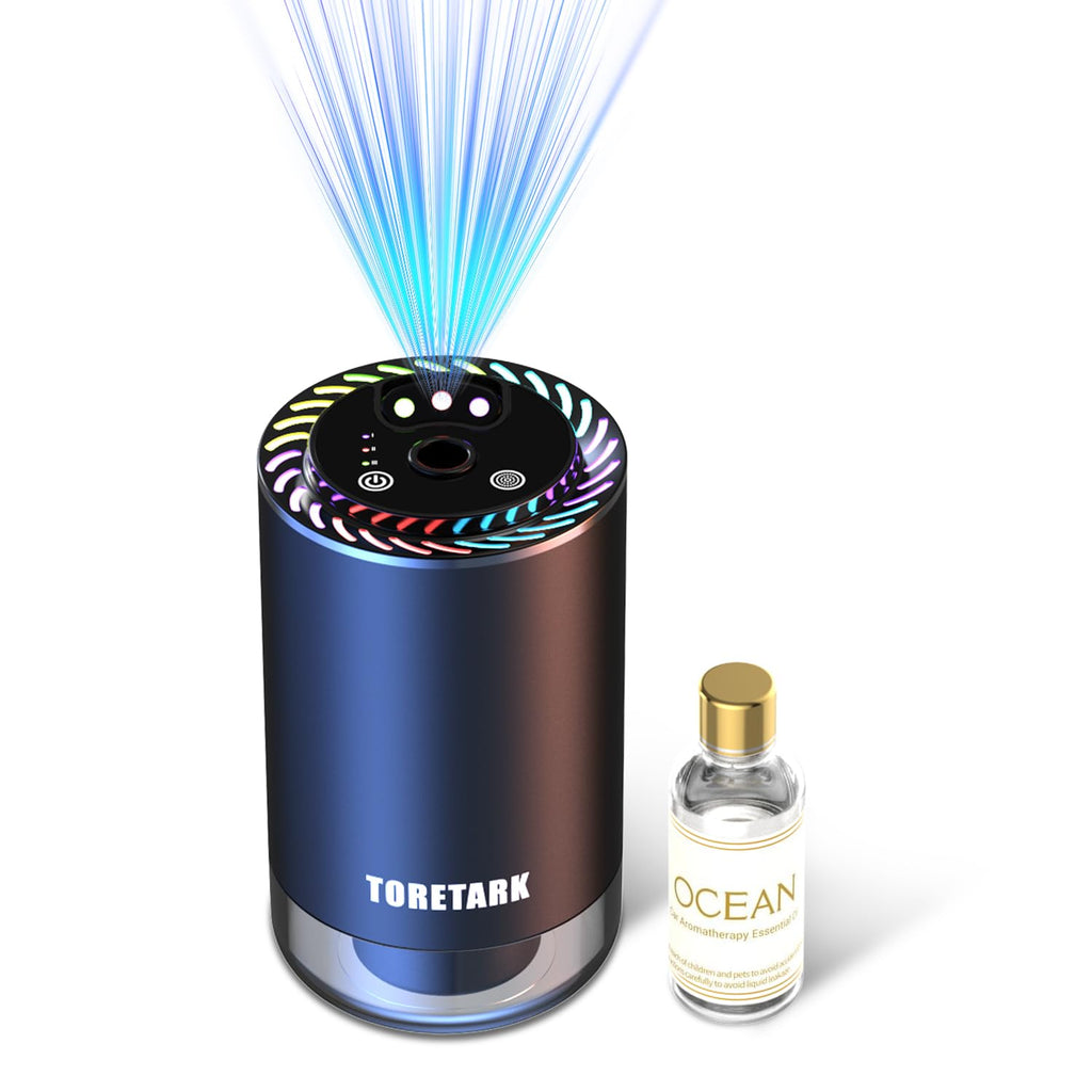 Smart Car Air Freshener with Star Light & 100ml Diffusers Oil Refills, Auto On/Off Aroma Diffuser, 3 Adjustable Mist Modes Rechargeable Aromatizante para Carro - Car Diffuser（Cologne+Ocean）
