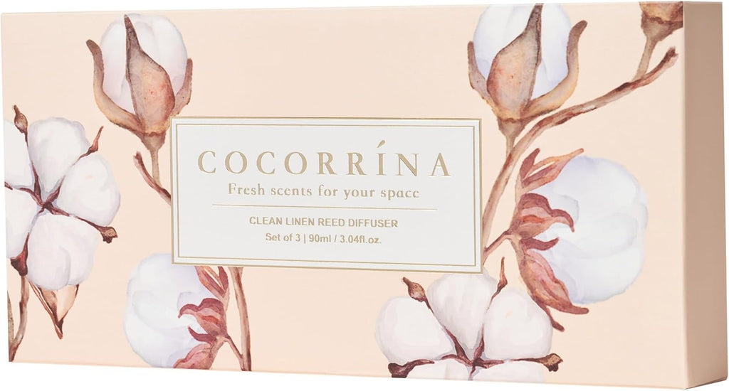 COCORRÍNA Reed Diffuser Set of 3-3 Pack/ 3.04 Fl.oz Diffuser with 24 Sticks Cashmere Vanilla/Sandalwood Rose/Clean Linen Reed Diffuser for Home Bathroom Office Decor