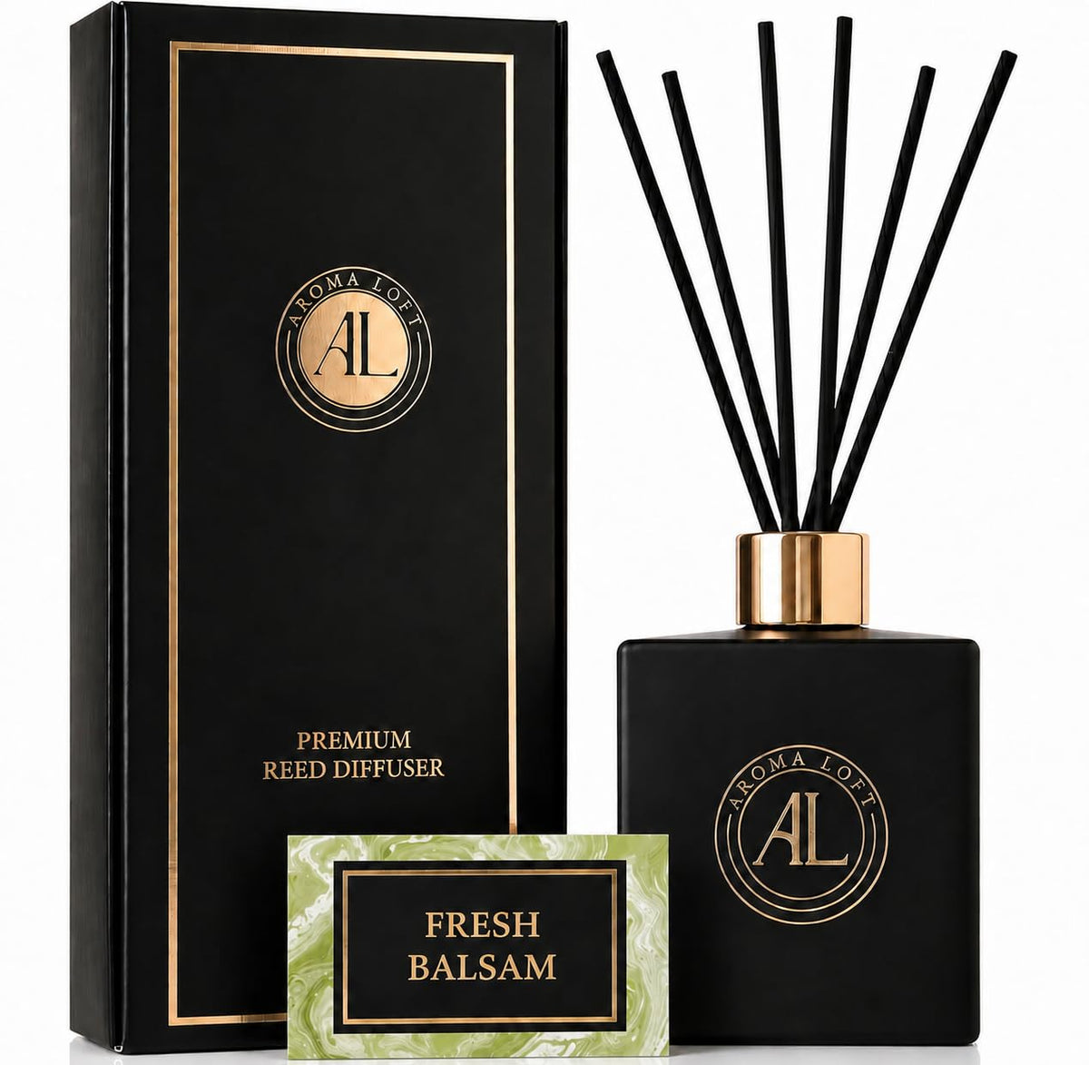 Black Reed Diffusers for Home | Premium Fragrance Diffuser | Reed Diffuser Sticks in Oil Set with Sunlit Citrus Scent | Smell Good Stuff | Long-Lasting Oil for Bathroom & Office (5 oz)