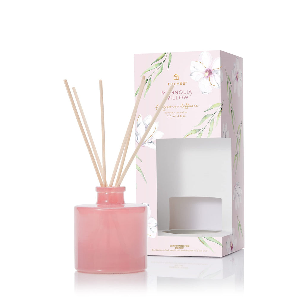 Thymes Petite Oil Reed Diffuser Set – Includes Reeds, Fragrance Oil & Glass Bottle – Luxury Scent Diffusers for Home Decor –Fresh Evergreen, Smoky Wood & Golden Amber (Noir Woods, 4 fl oz)