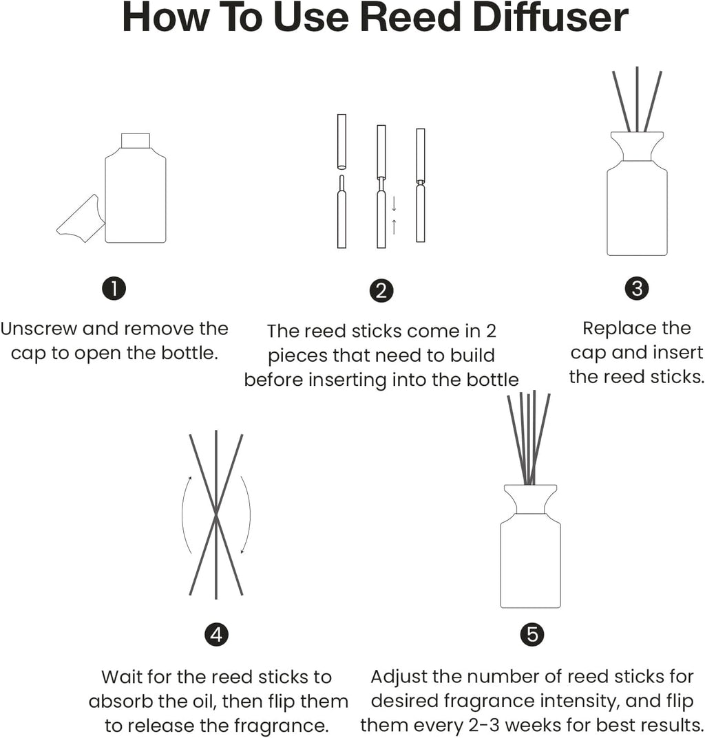 M&SENSE Minimalist Large Reed Diffuser 300ml, Vanilla Sandalwood Scented with Natural Essential Oils, Long Lasting with 7 Sticks, Non-Toxic Home Fragrance for Bedroom, Bathroom Decor