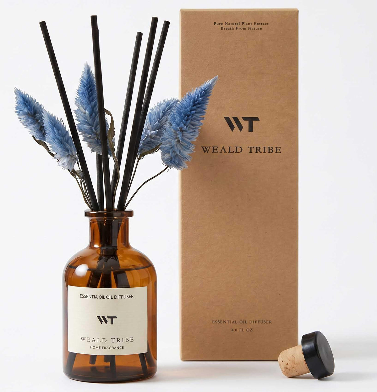 WEALD TRIBE Flower Reed Diffuser Set Vanilla Cinnamon Scent for Bathroom Air Fresheners | 4.0 fl oz Fragrance Oils with Sticks Home Fragrance Defusers | House Bedroom Office Shelf Decor & Gift