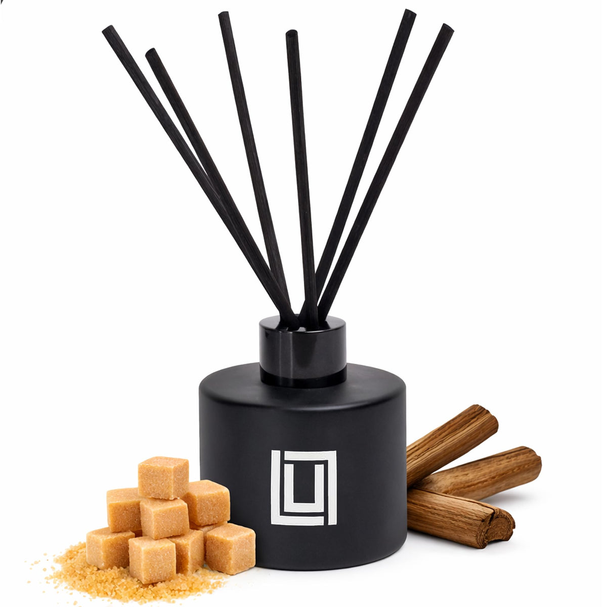Lulu Candles | Reed Diffuser Set | Jasmine, Oud & Sandalwood | 6 Reed Sticks | Scent Diffuser for Bedroom Bathroom Living Room & Office - 4.2 FL Oz.