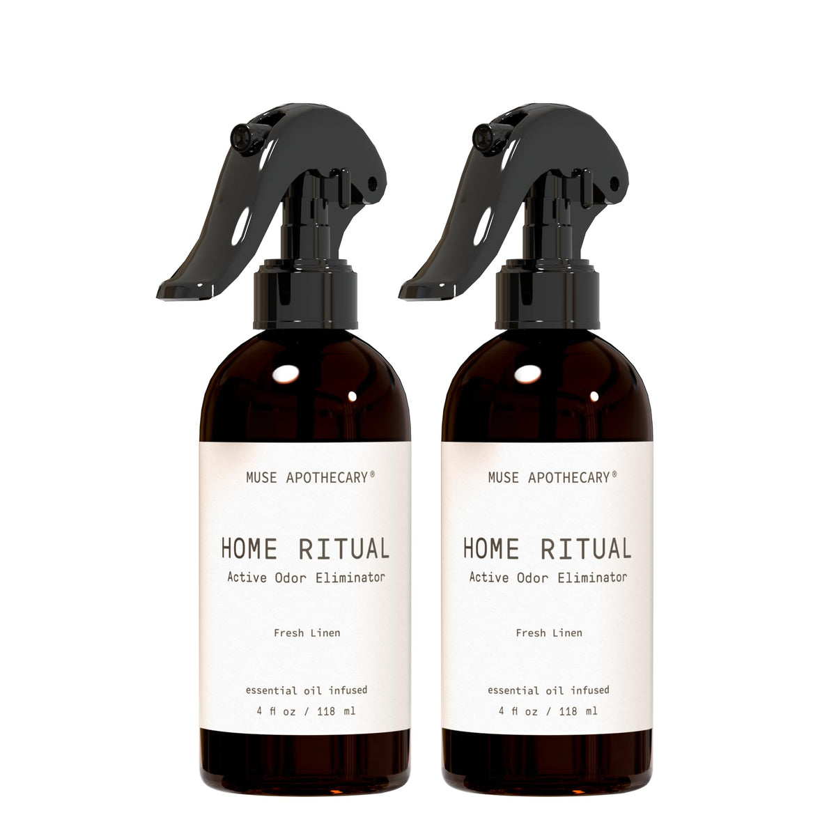 Muse Apothecary Home Ritual Active Odor Eliminator Spray - Furniture Deodorizer Spray & Bathroom Odor Eliminator for Home - Essential Oil Air Freshener - 4oz, Bergamot + French Lavender + Sandalwood