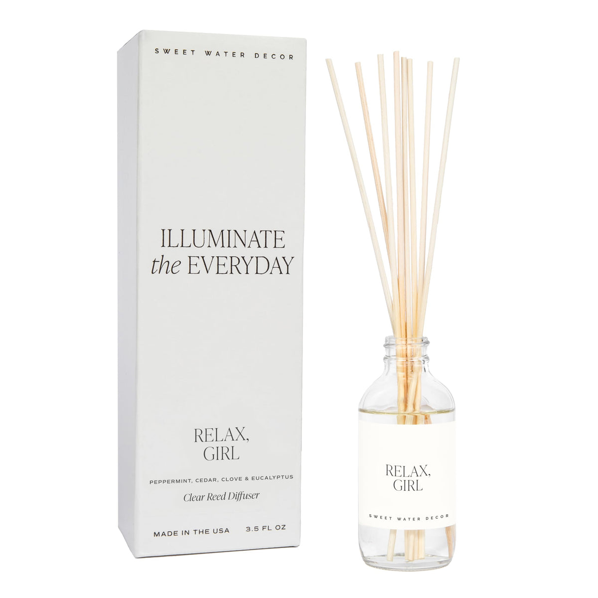 Sweet Water Decor Non-Toxic Cashmere and Vanilla Reed Diffuser Set, Cashmere, Sandalwood, Milky Coconut, Bourbon Vanilla Scented Diffuser for Home, Light Fragrance, Made in the USA, 3.5 FL OZ
