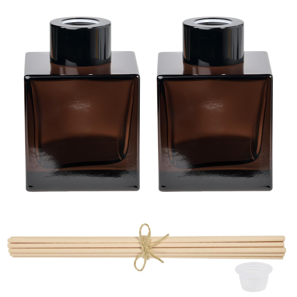 100ml 2pcs Reed Diffuser Bottles - Fragrance Diffuser Empty Bottle with 20pcs Reed Sticks for Home Fragrance Accessories and Women Gift Room,Home,Bathroom Decor