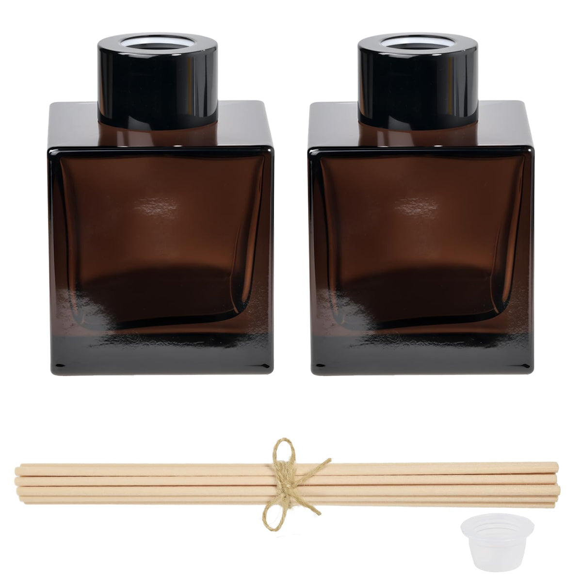 100ml 2pcs Reed Diffuser Bottles - Fragrance Diffuser Empty Bottle with 20pcs Reed Sticks for Home Fragrance Accessories and Women Gift Room,Home,Bathroom Decor