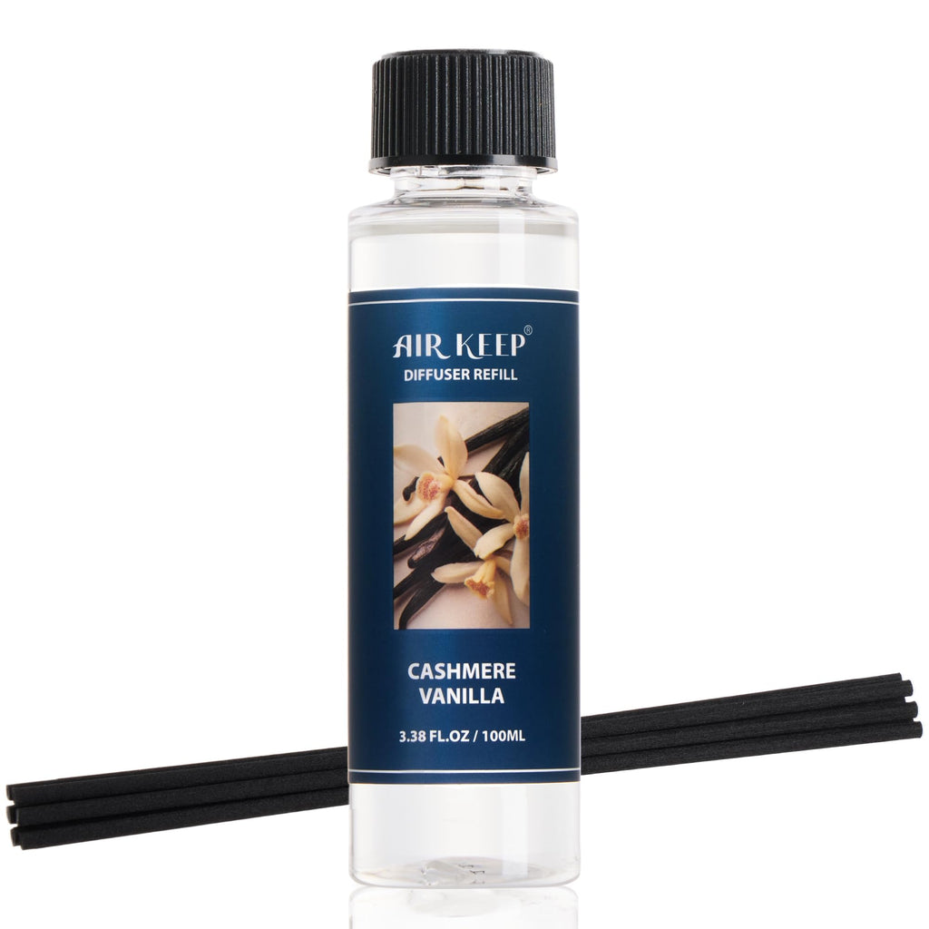 Airkeep Reed Diffuser Set,3.38 fl oz (100 ml) - Clean Cotton Oil Diffusers with 8 Reed Sticks, Home Fragrance Reed Diffuser for Bathroom Shelf Decor