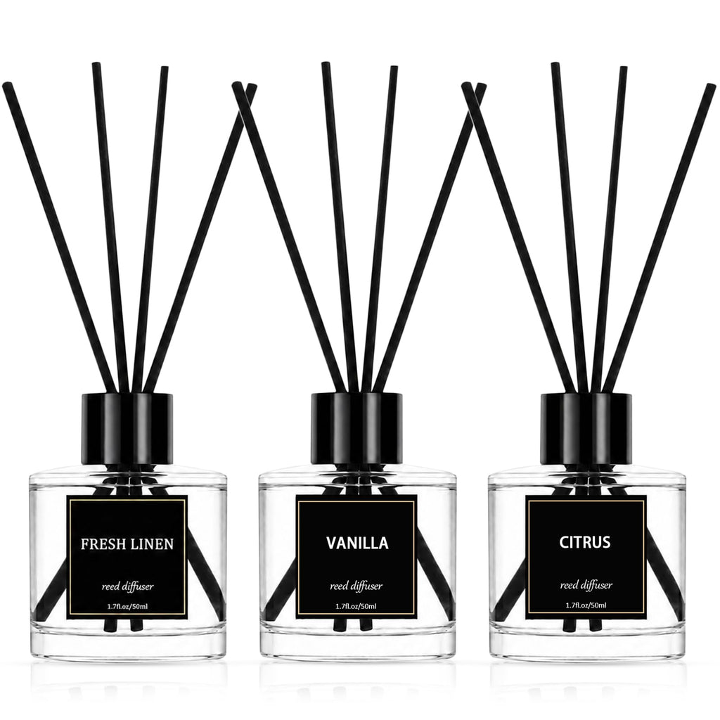 Reed Diffuser Set of 3,Lavender Scented Oil Diffuser with 15 Sticks,(50ml) x 3 Home Fragrance Reed Diffuser for Home Living Room Bedroom Bathroom Air Freshener