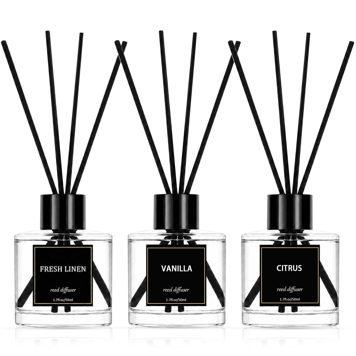 Reed Diffuser Set of 3,Lavender Scented Oil Diffuser with 15 Sticks,(50ml) x 3 Home Fragrance Reed Diffuser for Home Living Room Bedroom Bathroom Air Freshener
