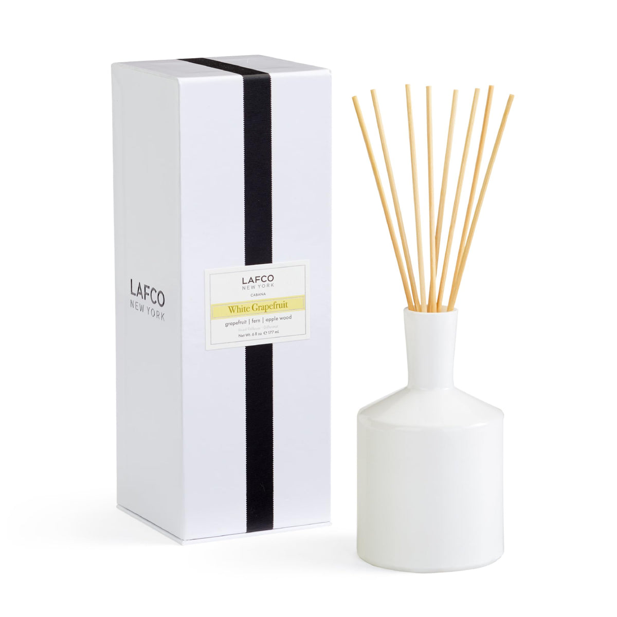LAFCO New York Classic Reed Diffuser, Marine - 6 oz - Up to 3 Months Fragrance Life - Reusable Glass Vessel - Natural Wood Reeds - Made in the USA