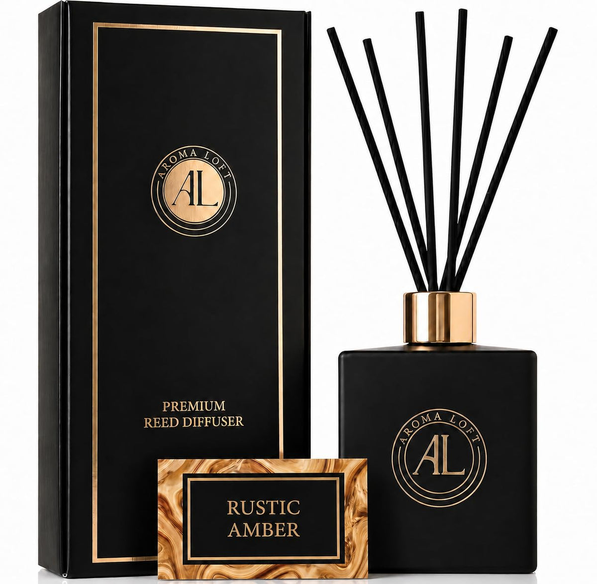 Black Reed Diffusers for Home | Premium Fragrance Diffuser | Reed Diffuser Sticks in Oil Set with Cashmere Vanilla Scent | Smell Good Stuff | Long-Lasting Oil for Bathroom & Office (5 oz)
