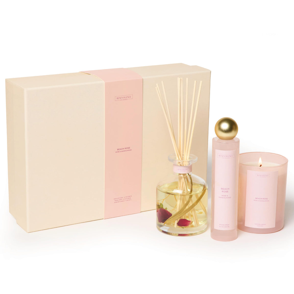 Benevolence LA Reed Diffuser for Home | Eucalyptus, Fig & Sandalwood | Elegant Home & Bathroom Decor | Fragrance Diffuser with Sticks for Bathroom - Malibu Sands Collection