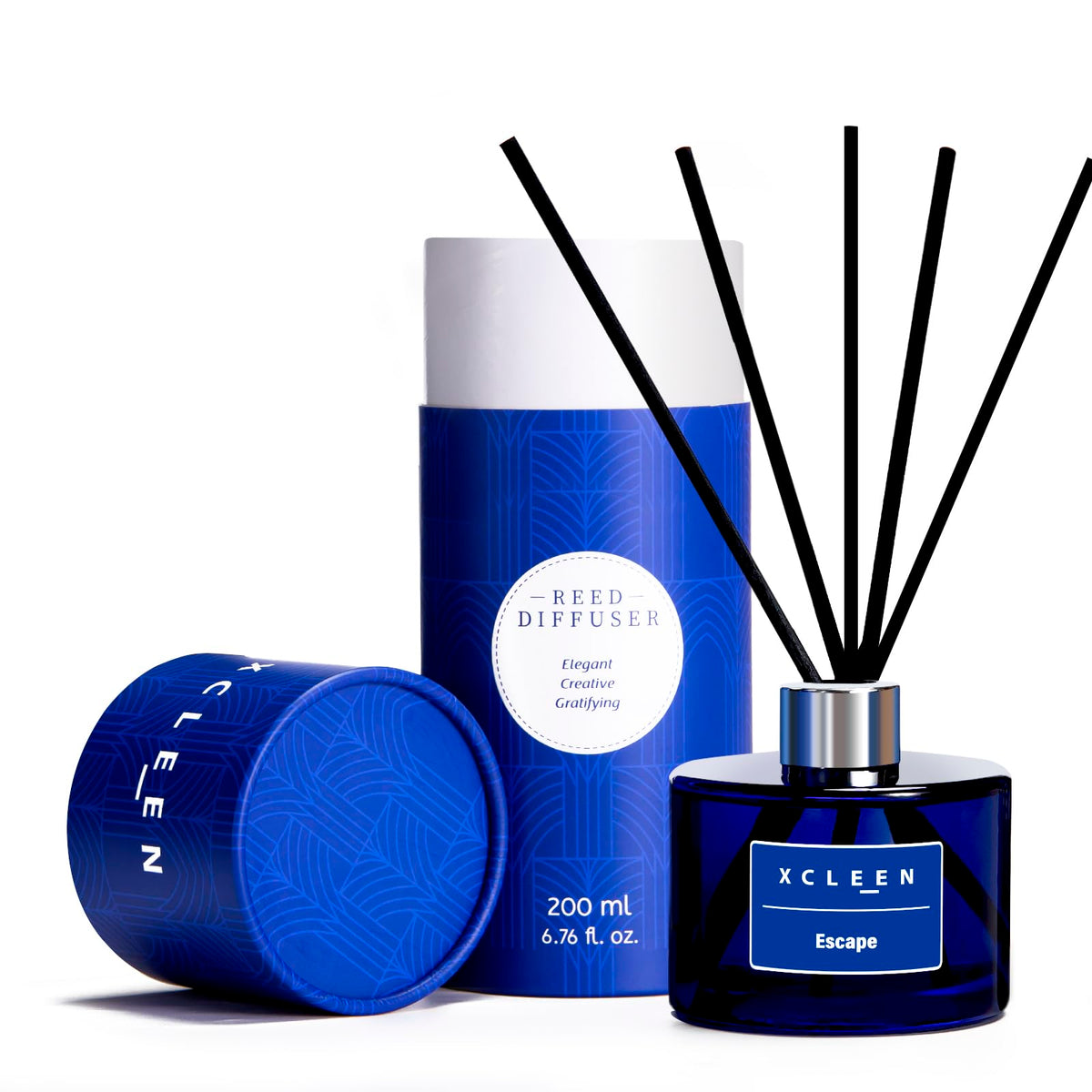 Xcleen Reed Diffusers Set, 3.7 Oz Scent Diffuser, 6 Reed Diffuser Sticks, Home Fragrance Hyacinth, Peony & Citrus, Aromatherapy Oil Diffuser Reeds, More Masculine Scent, Bathroom & Office Decor 110ml