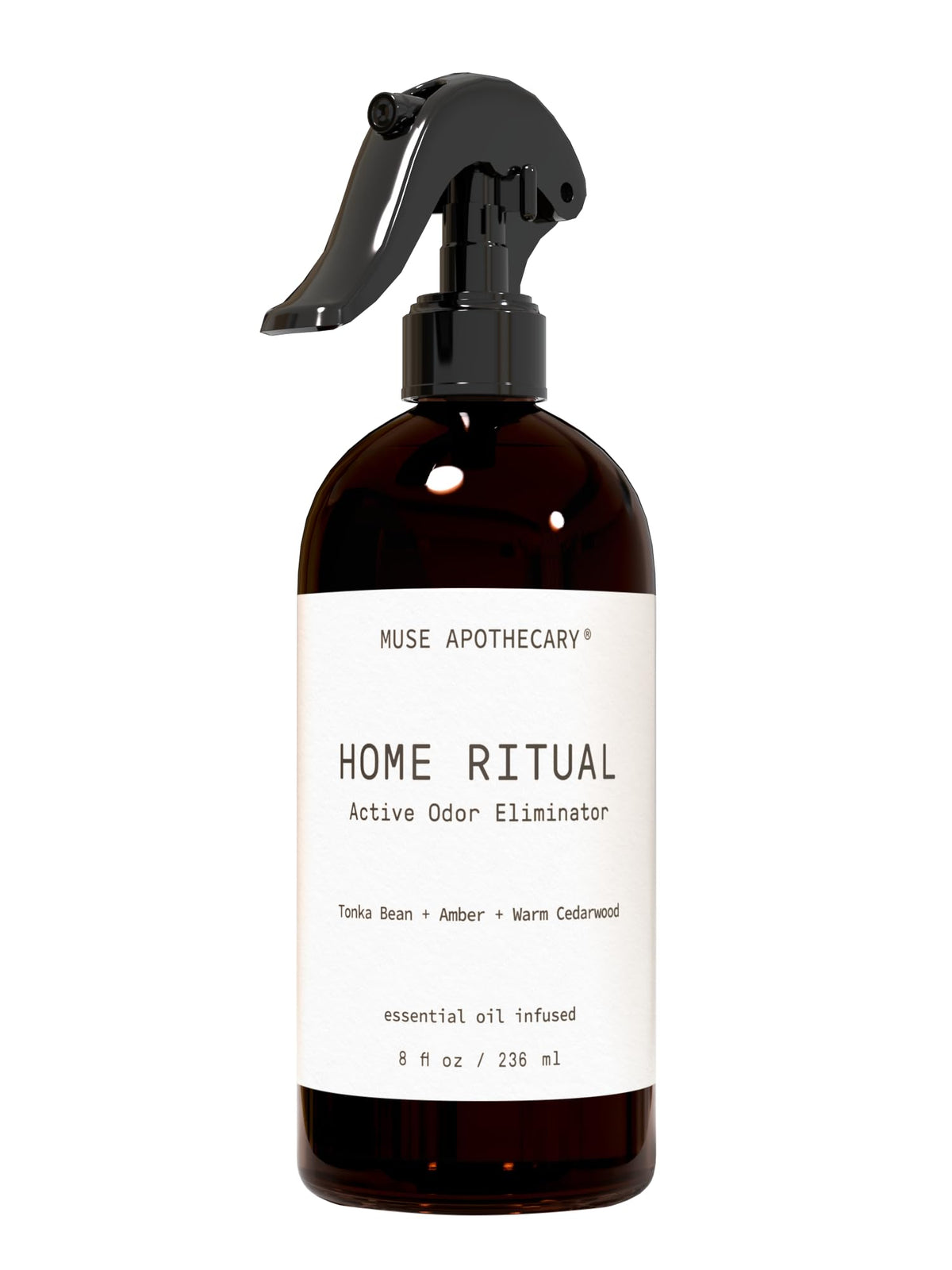 Muse Apothecary Home Ritual Active Odor Eliminator Spray - Furniture Deodorizer Spray & Bathroom Odor Eliminator for Home - Essential Oil Air Freshener - 4oz, Bergamot + French Lavender + Sandalwood