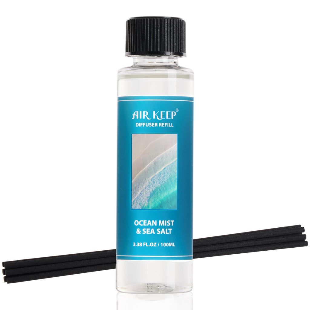 Airkeep Reed Diffuser Set,3.38 fl oz (100 ml) - Cinnamon Vanilla Oil Diffusers with 8 Reed Sticks, Home Fragrance Reed Diffuser for Bathroom Shelf Decor