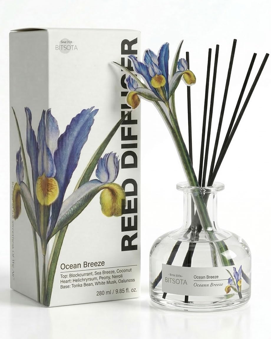Reed Diffuser Set for Bathroom & Home, Long Lasting Essential Oil Aroma, Glass Bottle Home Fragrance with Sticks, Ideal Gift for Woman