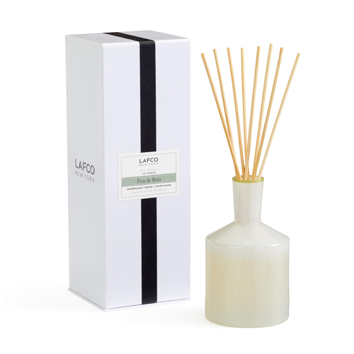 LAFCO New York Classic Reed Diffuser, Marine - 6 oz - Up to 3 Months Fragrance Life - Reusable Glass Vessel - Natural Wood Reeds - Made in the USA