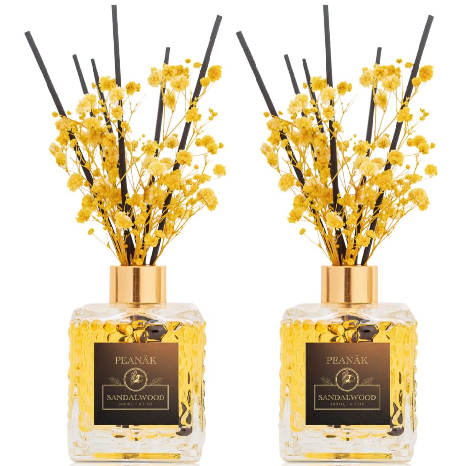 PEANÄK Reed Diffuser Set - Coconut Vanilla 6.7 fl oz | Scented Oil Diffuser with 8 Sticks for Bathroom Shelf Decor & Home Fragrance
