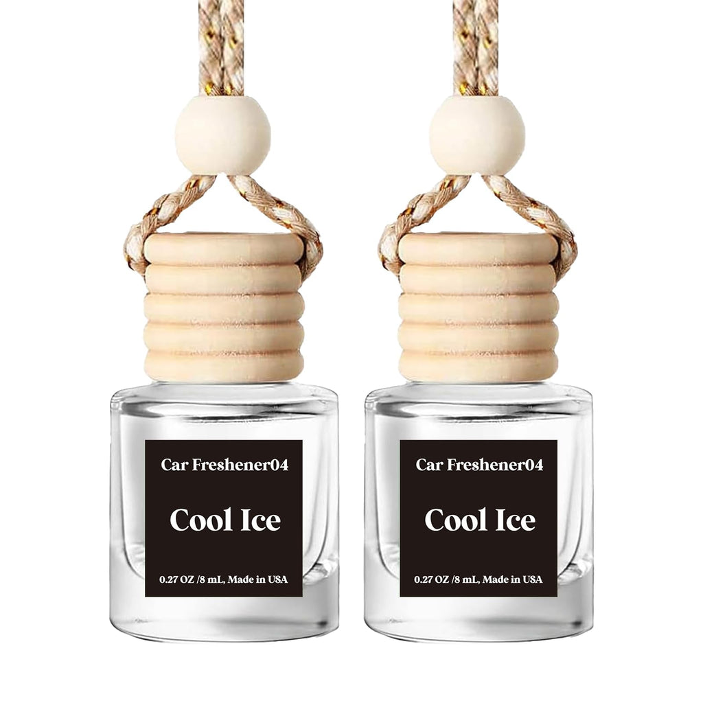 C Classy Car Air Freshener Hanging 2 Pack, Mahogany Teakwood Essential Oil Diffuser, Cute Glass Bottle, Long-Lasting Fragrance Car Accessories for Women & Men, Made in USA