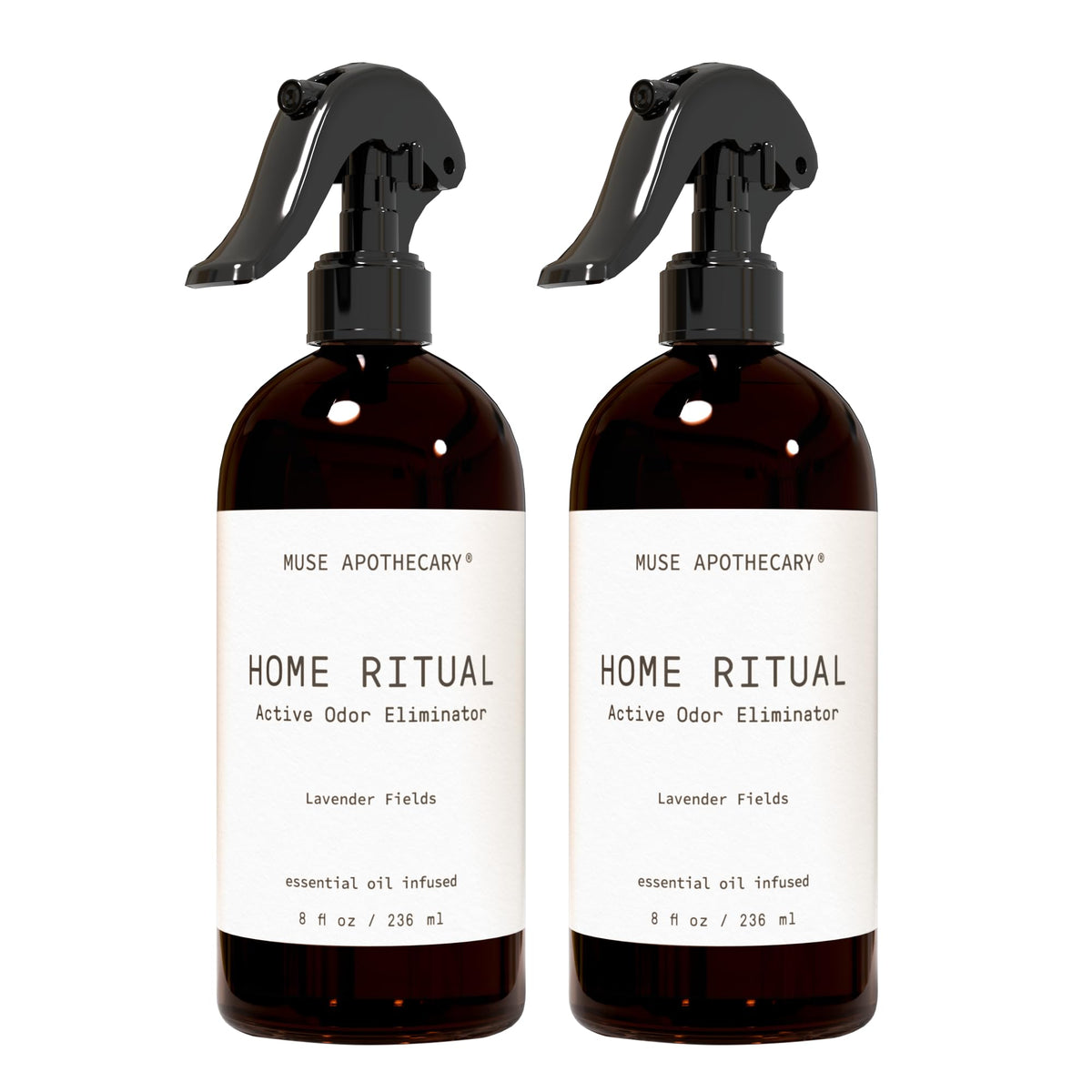 Muse Apothecary Home Ritual Active Odor Eliminator Spray - Furniture Deodorizer Spray & Bathroom Odor Eliminator for Home - Essential Oil Air Freshener - 4oz, Bergamot + French Lavender + Sandalwood