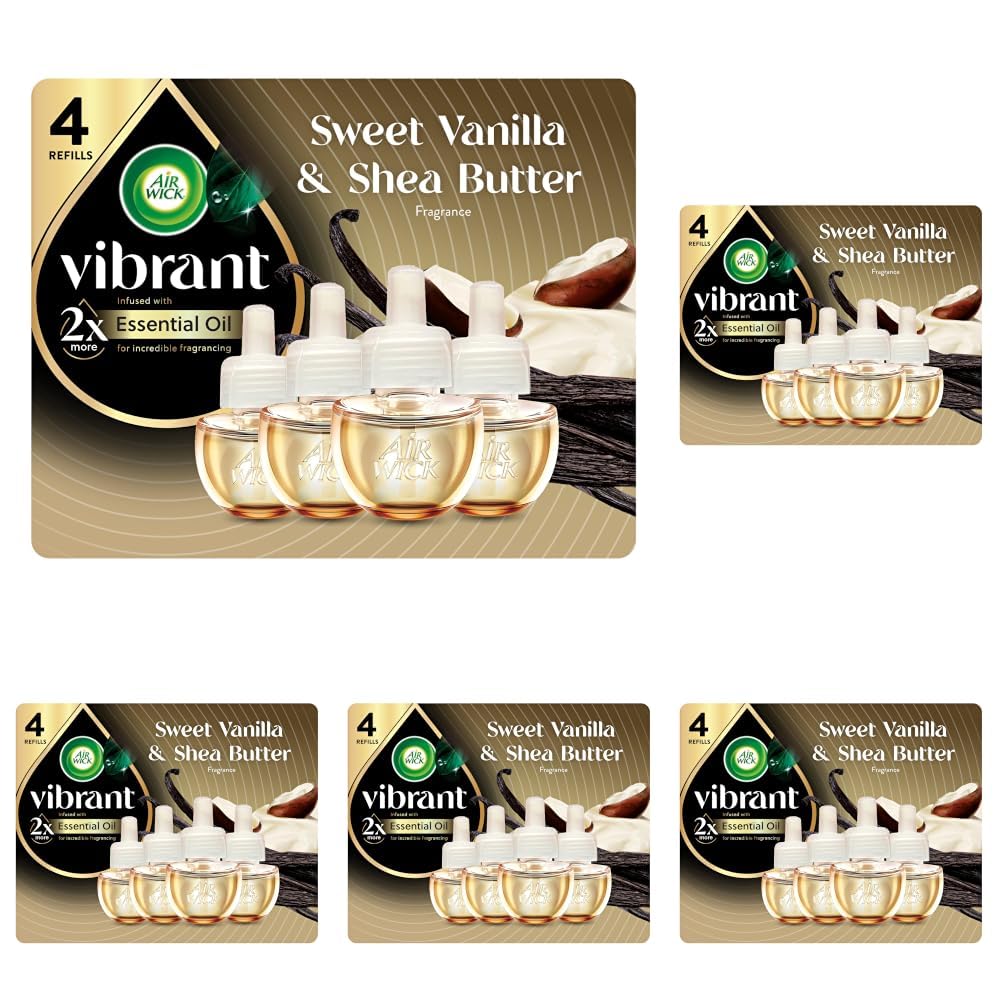 Air Wick Vibrant Plug In Scented Oil Refills,Sweet Vanilla &Shea Butter,4ct