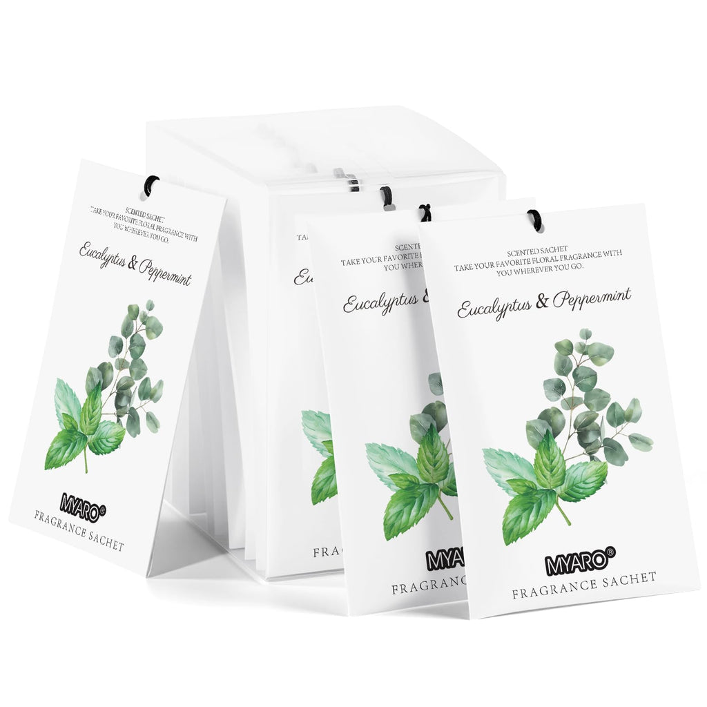MYARO 12 Pack Fresh Linen Scented Sachets, Closet Deodorizer Car Freshener