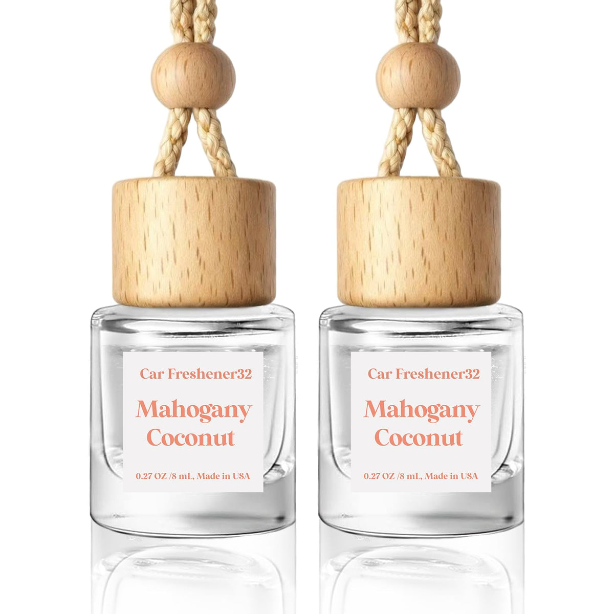 HoogaLife Car Air Freshener Diffuser 2 Pack Hanging Mahogany Teakwood Car Air Freshener for Women 45+ Days Long Lasting Fragrance Made in USA