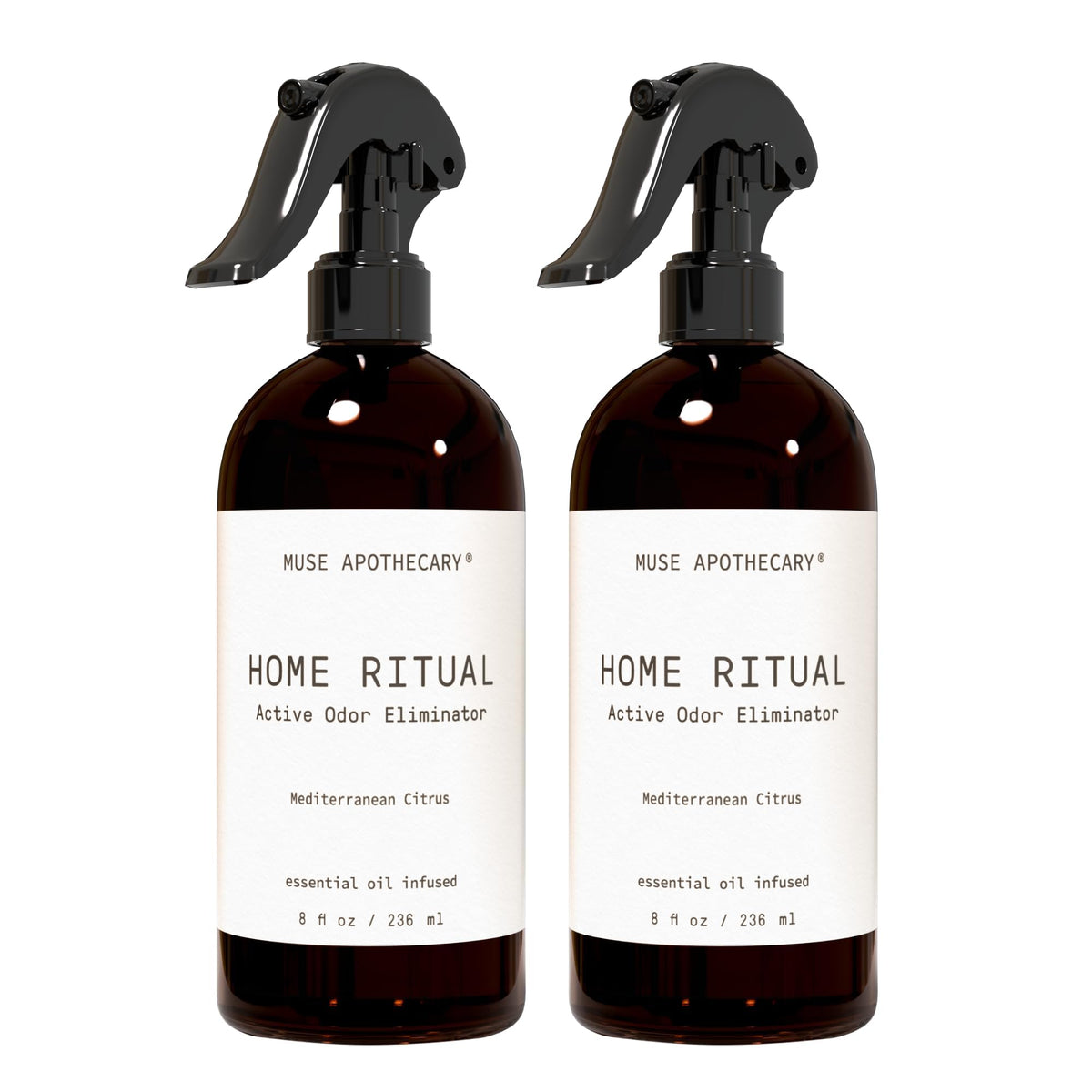 Muse Apothecary Home Ritual Active Odor Eliminator Spray - Furniture Deodorizer Spray & Bathroom Odor Eliminator for Home - Essential Oil Air Freshener - 4oz, Bergamot + French Lavender + Sandalwood