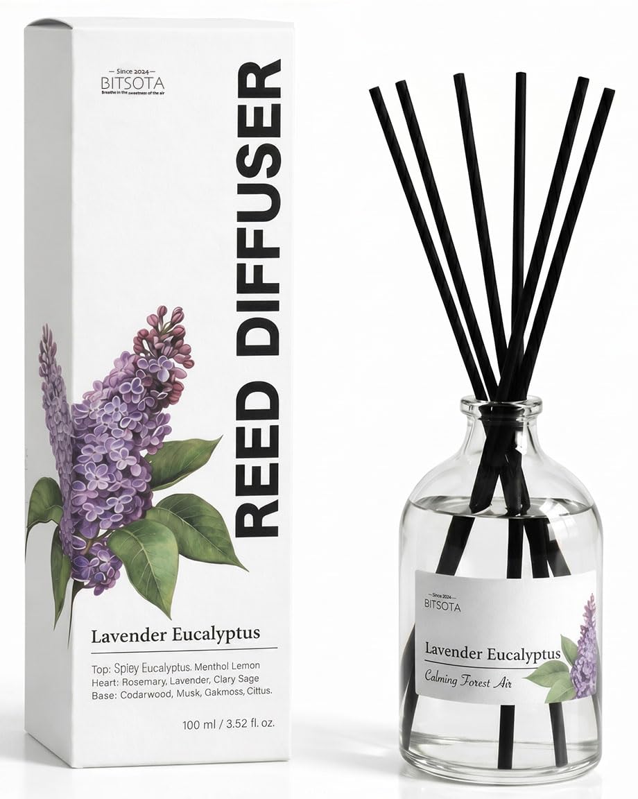 Reed Diffuser Set for Bathroom & Home, Long Lasting Essential Oil Aroma, Glass Bottle Home Fragrance with Sticks, Ideal Gift for Woman