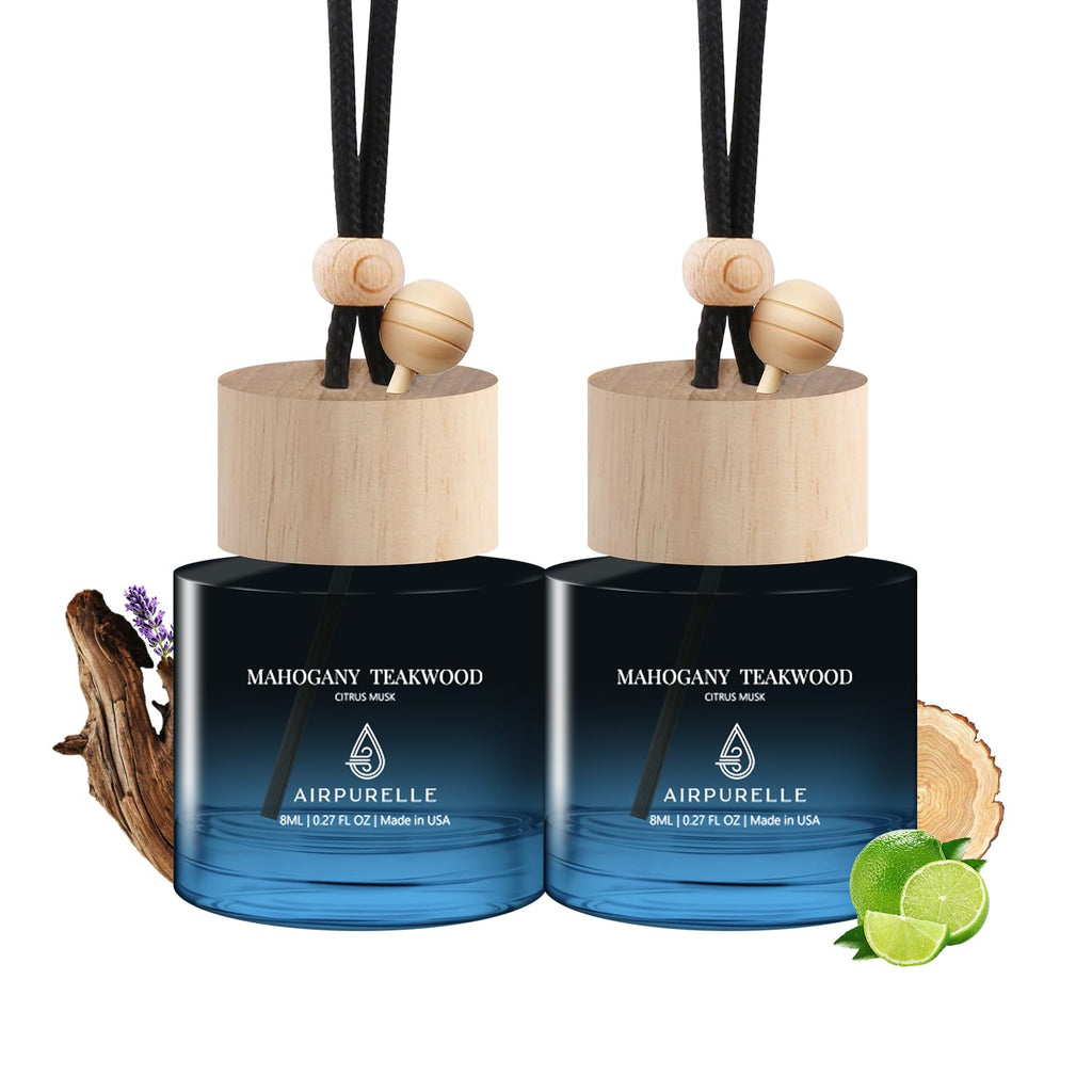 Car Air Freshener Hanging 2 Pack Car Fresheners Diffuser - Amber Vanilla Car Scents Essential Oil Air Diffuser, 45+ days Long Lasting Fragrance Air Fresheners, Two 0.27 FL OZ/8ML Made in USA