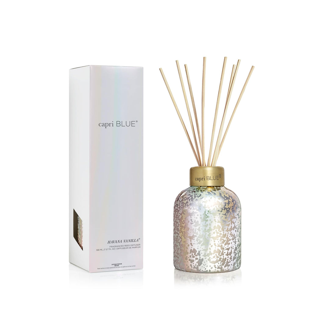 Capri Blue Reed Diffuser - Reed Diffuser Set Includes Scented Oil, Sticks, and Mercury Iridescent Glass Bottle - Home Decor Room Fresheners - Volcano (5.7 fl oz)