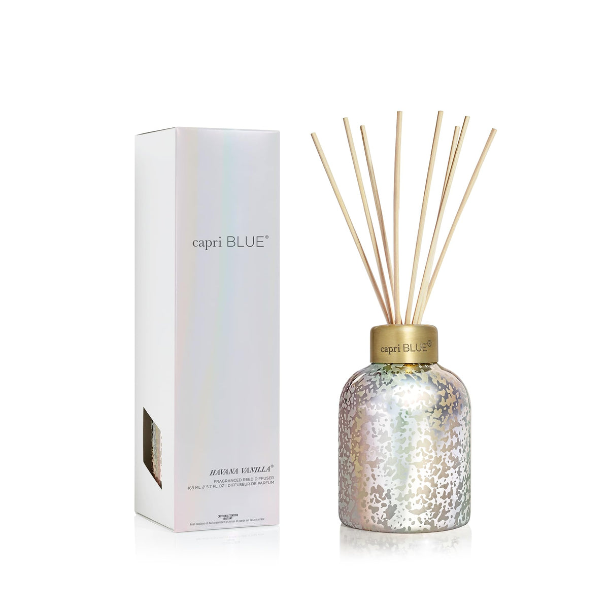 Capri Blue Reed Diffuser - Reed Diffuser Set Includes Scented Oil, Sticks, and Mercury Iridescent Glass Bottle - Home Decor Room Fresheners - Volcano (5.7 fl oz)