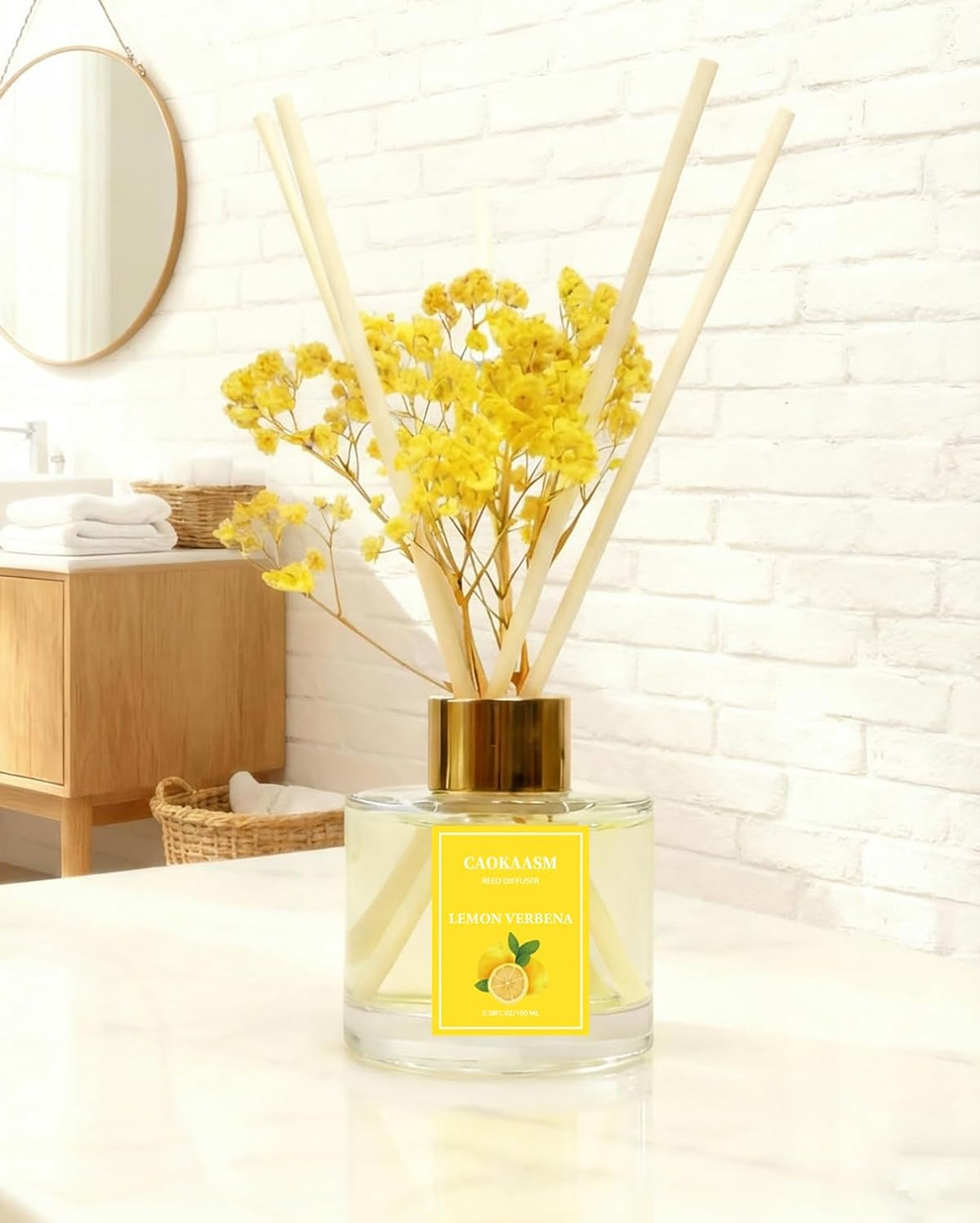 Reed Diffuser Set-Lemon Verbena Scent 3.38 fl oz,Scent Long
