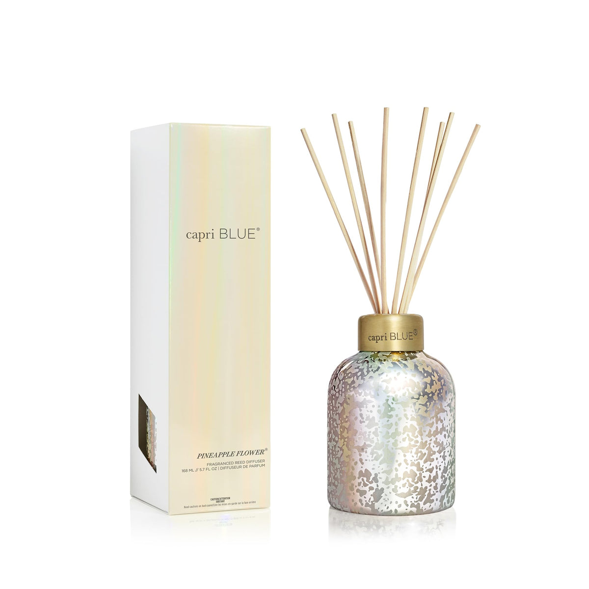 Capri Blue Reed Diffuser - Reed Diffuser Set Includes Scented Oil, Sticks, and Mercury Iridescent Glass Bottle - Home Decor Room Fresheners - Volcano (5.7 fl oz)