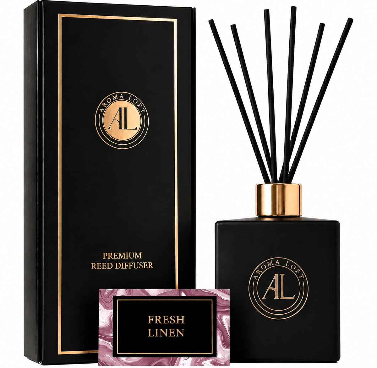 Black Reed Diffusers for Home | Premium Fragrance Diffuser | Reed Diffuser Sticks in Oil Set with Sunlit Citrus Scent | Smell Good Stuff | Long-Lasting Oil for Bathroom & Office (5 oz)