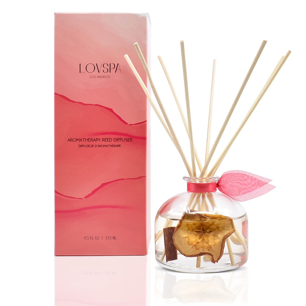 Reed Diffuser Set, Pumpkin Vanilla Chai Scented Oil Diffuser with Sticks, Home Fragrance Accessories for Bathroom Shelf Decor, Aroma Diffusers for Home or Office Fall Decor, USA Made