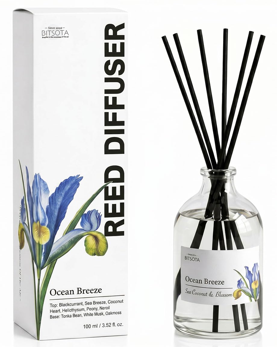Reed Diffuser Set for Bathroom & Home, Long Lasting Essential Oil Aroma, Glass Bottle Home Fragrance with Sticks, Ideal Gift for Woman