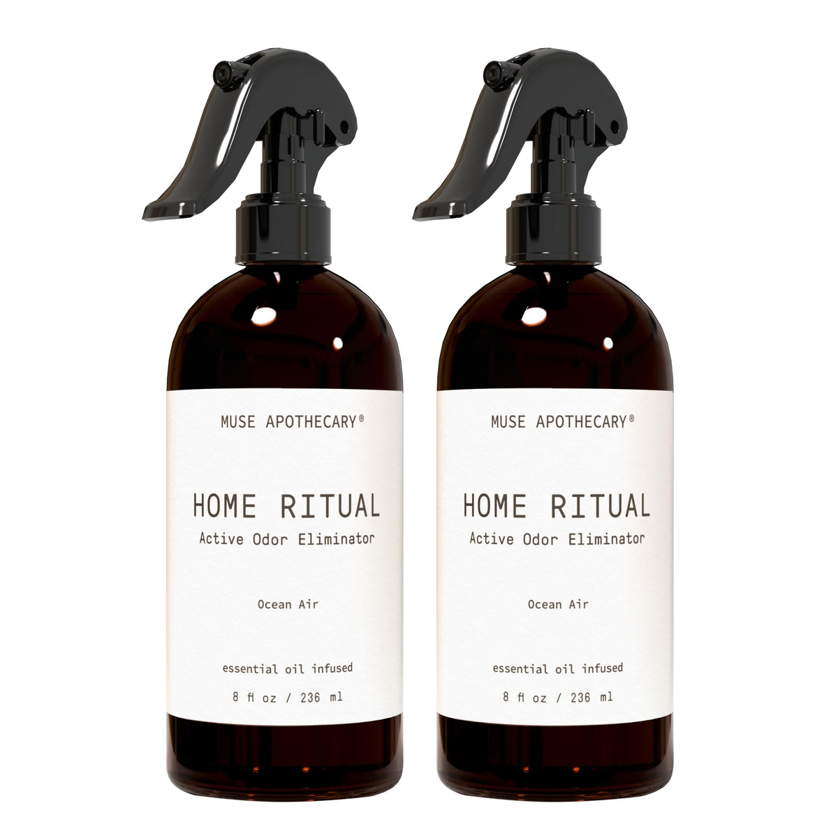 Muse Apothecary Home Ritual Active Odor Eliminator Spray - Furniture Deodorizer Spray & Bathroom Odor Eliminator for Home - Essential Oil Air Freshener - 4oz, Bergamot + French Lavender + Sandalwood