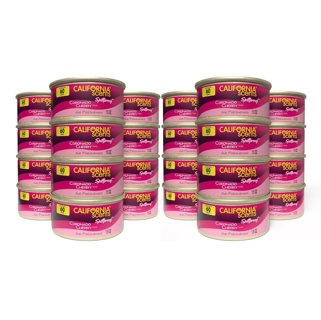Can Air Freshener and Odor Neutralizer by California Scents, Set of 12 Spillproof Cans for Home and Car, Coronado Cherry, 1.5 Oz Each