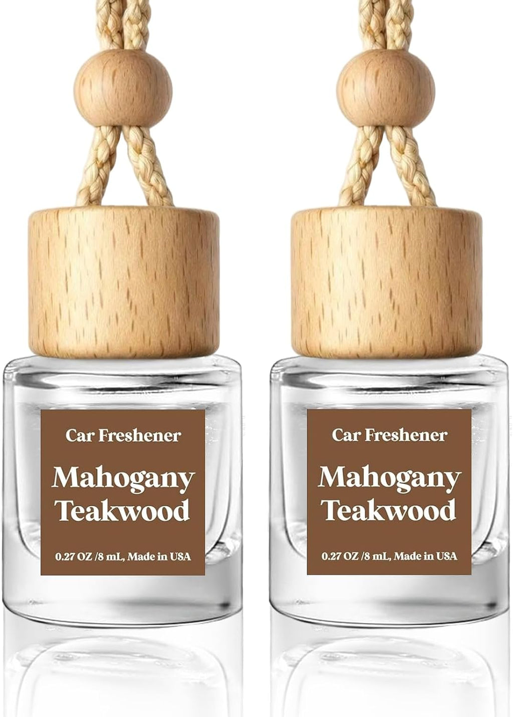 HoogaLife Car Air Freshener Diffuser 2 Pack Hanging Mahogany Teakwood Car Air Freshener for Women 45+ Days Long Lasting Fragrance Made in USA