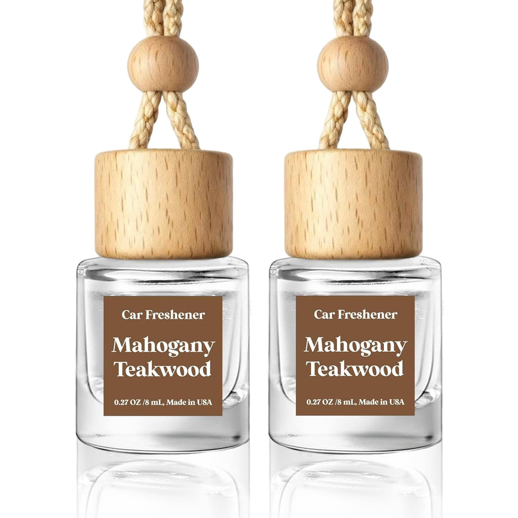 HoogaLife Car Air Freshener Diffuser 2 Pack Hanging Mahogany Teakwood Car Air Freshener for Women 45+ Days Long Lasting Fragrance Made in USA