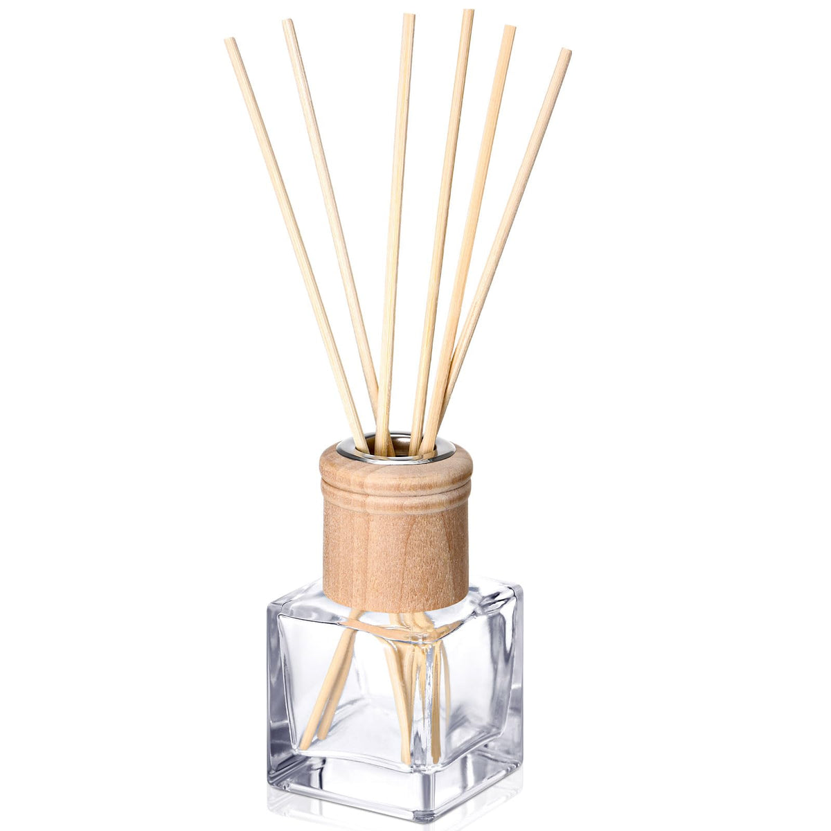 Roshtia 4 Set Reed Diffuser Bottles 50ml Glass Wooden Caps Rattan Sticks