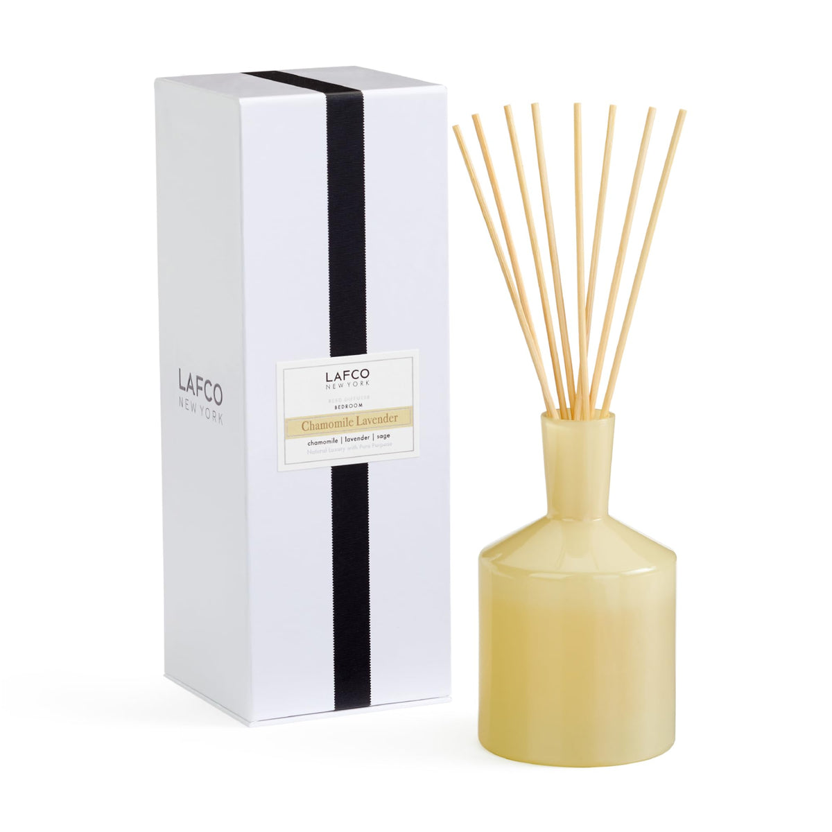 LAFCO New York Classic Reed Diffuser, Marine - 6 oz - Up to 3 Months Fragrance Life - Reusable Glass Vessel - Natural Wood Reeds - Made in the USA