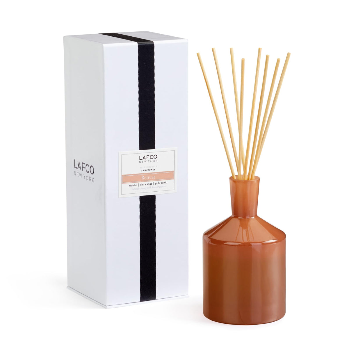 LAFCO New York Classic Reed Diffuser, Marine - 6 oz - Up to 3 Months Fragrance Life - Reusable Glass Vessel - Natural Wood Reeds - Made in the USA