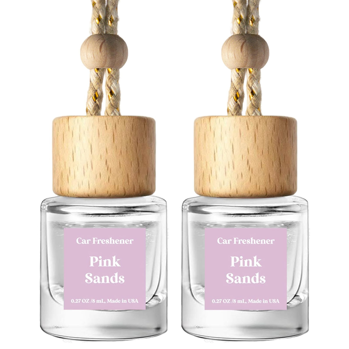 C Classy Car Air Freshener Hanging 2 Pack, Mahogany Teakwood Essential Oil Diffuser, Cute Glass Bottle, Long-Lasting Fragrance Car Accessories for Women & Men, Made in USA