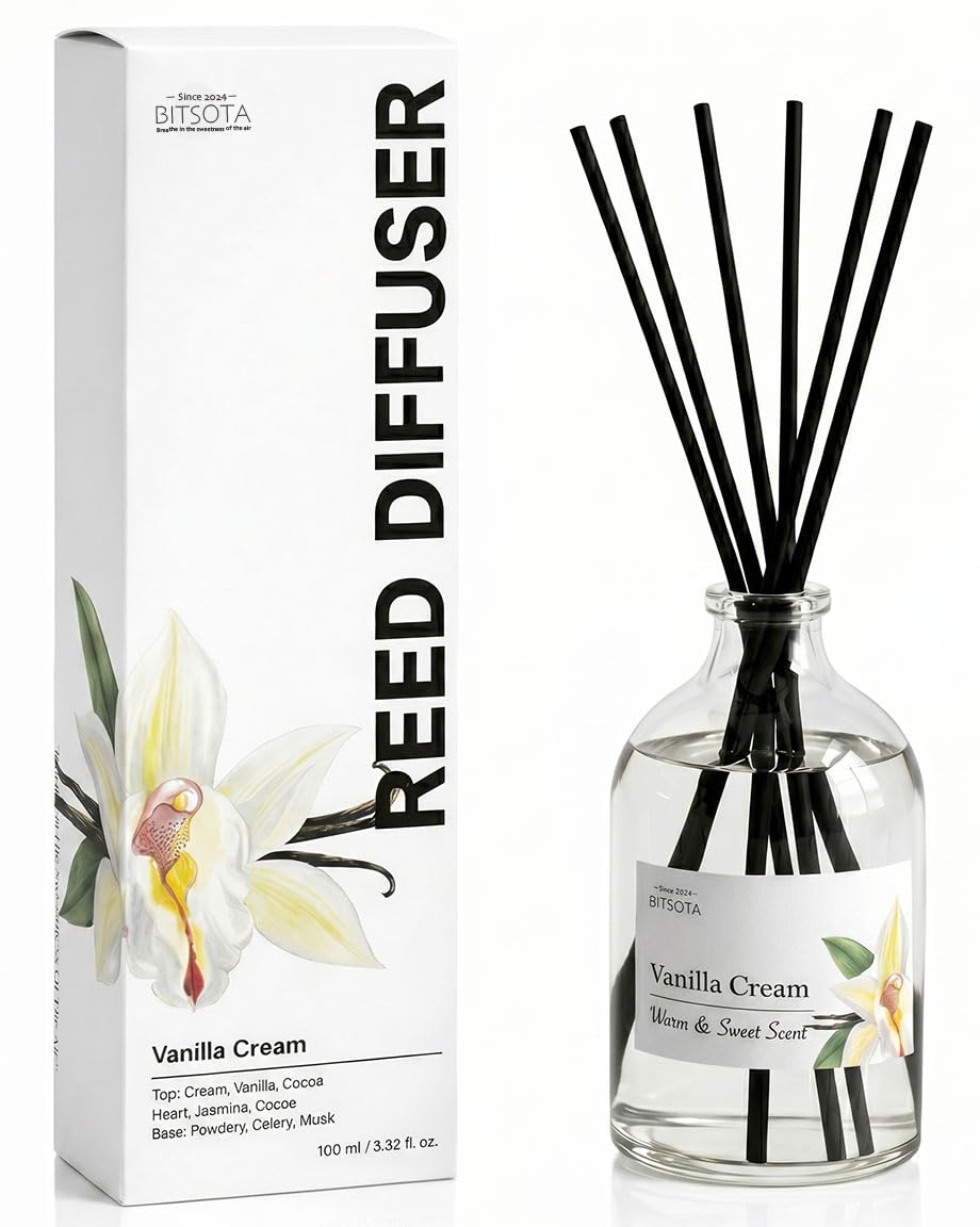Reed Diffuser Set for Bathroom & Home, Long Lasting Essential Oil Aroma, Glass Bottle Home Fragrance with Sticks, Ideal Gift for Woman