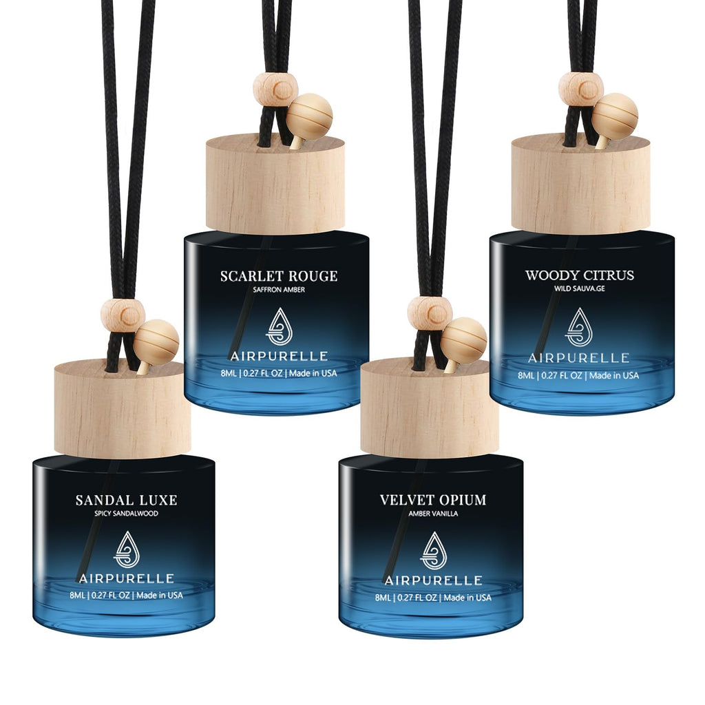 Car Air Freshener Hanging 2 Pack Car Fresheners Diffuser - Amber Vanilla Car Scents Essential Oil Air Diffuser, 45+ days Long Lasting Fragrance Air Fresheners, Two 0.27 FL OZ/8ML Made in USA