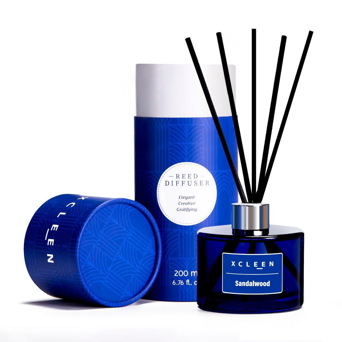 Xcleen Reed Diffusers Set, 3.7 Oz Scent Diffuser, 6 Reed Diffuser Sticks, Home Fragrance Hyacinth, Peony & Citrus, Aromatherapy Oil Diffuser Reeds, More Masculine Scent, Bathroom & Office Decor 110ml